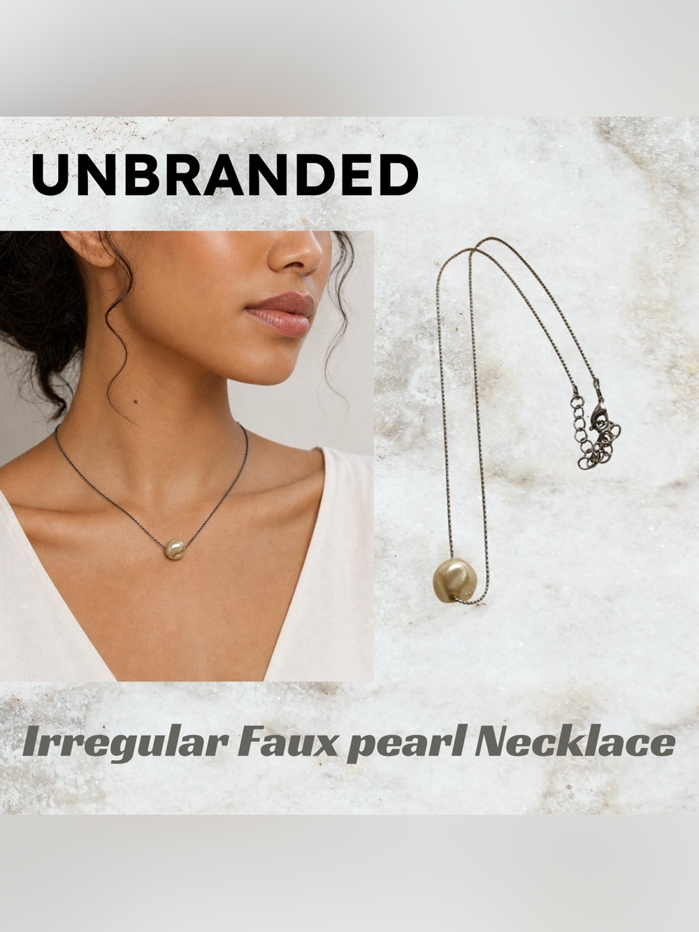 👍VGUC UNBRANDED |23 cm| Elegant delicate Single Irregular pearl drop necklace